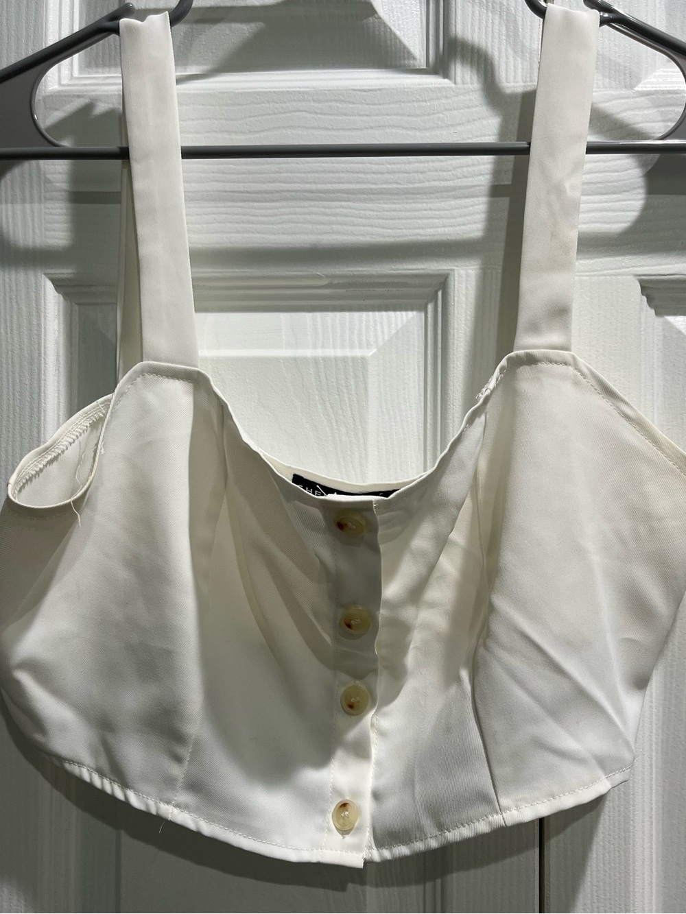 Two Piece White Button-Front Crop Top and Pant